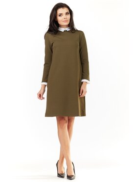 Awama Awama Úpletové šaty A204 Kaki Basic Fit