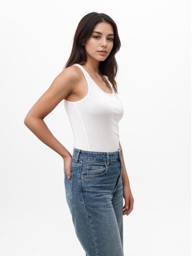 Urban City Urban City Top klasyczny bawełniany 126121 Biały Regular Fit