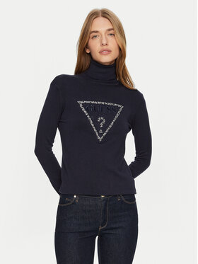 Guess Guess Bluză cu gât W4BR03 Z2NQ2 Bleumarin Regular Fit