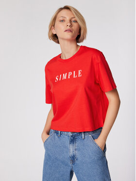 Simple Simple T-Shirt TSD501 Czerwony Cropped Fit