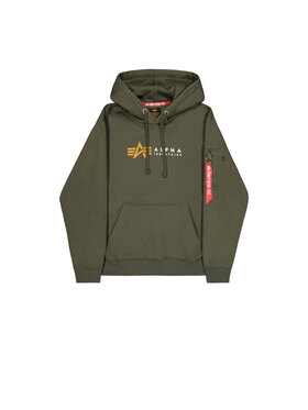 Alpha Industries Alpha Industries Bluza Alpha Label Hoodie Zielony Regular Fit