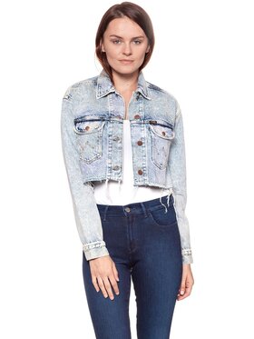 Wrangler Wrangler Kurtka damska RETRO CROP JACKET Niebieski Loose Fit
