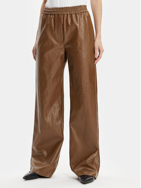 Max Mara Leisure Max Mara Leisure Hlače od imitacije kože Brezza 2415131141 Smeđa Wide Leg