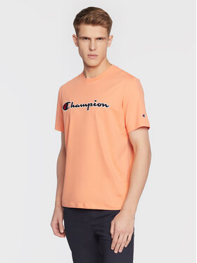 Champion Champion T-Shirt Script Logo Embroidery 218007 Pomarańczowy Regular Fit