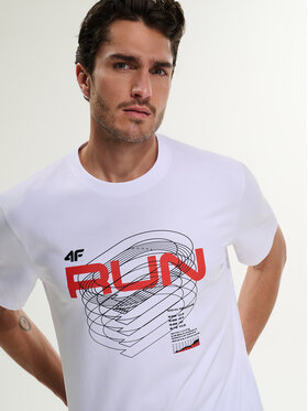 4F 4F T-Shirt MONOCHROME MOVEMENT Biały Regular Fit