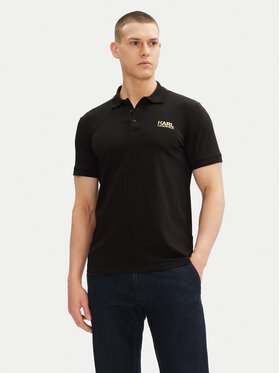 KARL LAGERFELD KARL LAGERFELD Тениска с яка и копчета 745088 552235 Черен Regular Fit