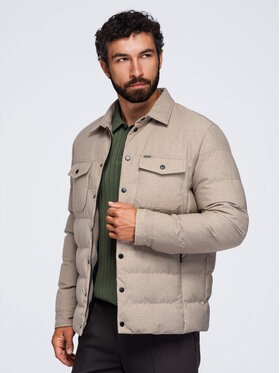 Ombre Ombre Kurtka przejściowa OM-JALP-0256 Beżowy Regular Fit