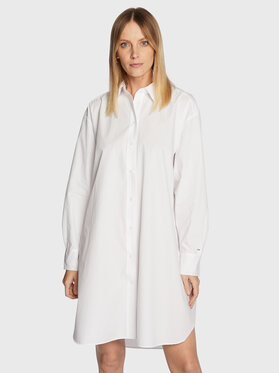 Tommy Hilfiger Tommy Hilfiger Φόρεμα πουκάμισο Solid WW0WW37102 Λευκό Oversize