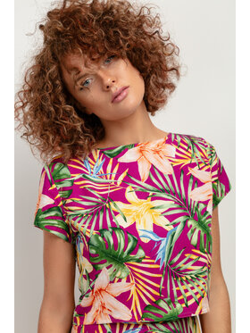 Tessita Tessita T-Shirt TOP T408_5_S Fioletowy Relaxed Fit