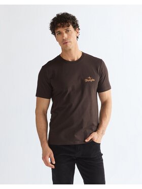 Wrangler Wrangler T-Shirt SMALL GRAPHIC TEE Brązowy Regular Fit