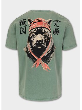 PITBULL PITBULL T-Shirt Koszulka męska Denim Washed BRAVERY XXL Zielony Regular Fit