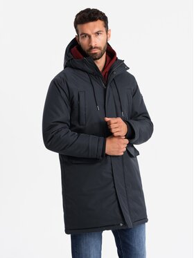 Ombre Ombre Parka OM-JALJ-0166 Czarny Regular Fit