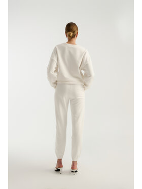 TRIPLES TRIPLES Spodnie dresowe Teddy Off White Biały Straight Fit