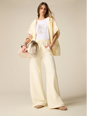 Oltre Oltre Pantaloni di tessuto P841J002432N013 Bianco Baggy Fit