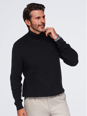 Ombre Ombre Sweter OM-SWTN-0189 Czarny Regular Fit