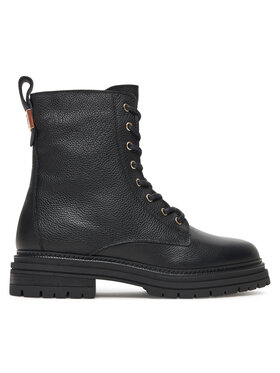 Tommy Hilfiger Tommy Hilfiger Kotníková obuv Th Plaque Pebble Lace Boot Warm FW0FW08767 Černá