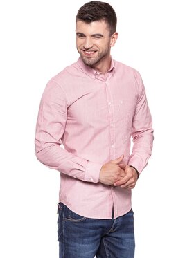 Wrangler Wrangler Koszula 1PKT BUTTON DOWN Różowy Slim Fit