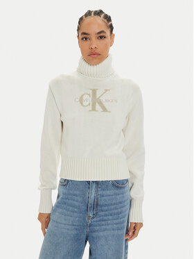 Calvin Klein Jeans Calvin Klein Jeans Golf Chenille J20J224229 Biały Regular Fit