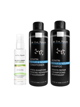 dr. Eve Ryouth dr. Eve Ryouth Keratin Repair Shampoo + Conditioner + Hair Oil Zestaw do pielęgnacji włosów