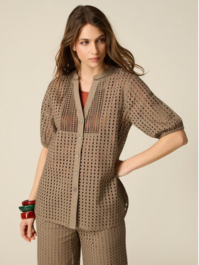 Oltre Oltre Bluzka 2075R003168N025 Zielony Baggy Fit