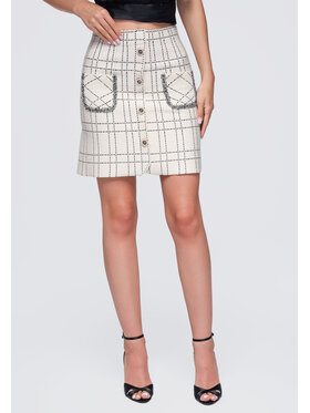 Ombre Ombre Spódnica mini OW-GL-E0021 Beżowy Slim Fit