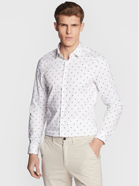 Calvin Klein Calvin Klein Košile Abstract Flower Print K10K110932 Bílá Slim Fit