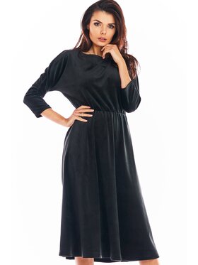Awama Awama Sukienka dzianinowa A407 Czarny Basic Fit