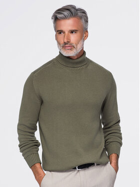 Ombre Ombre Sweter OM-SWTN-0192 Zielony ciemny Regular Fit
