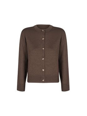 Laretaggio Laretaggio Sweter TERME CARDIGAN WOOL Brązowy Basic Fit