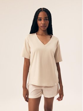 Esotiq Esotiq Piżama 42696 Beżowy Regular Fit