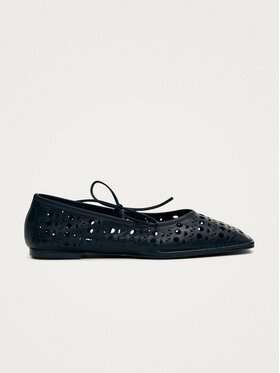 ALOHAS ALOHAS Baleriny Sway Slit Black Leather Ballet Flats Czarny