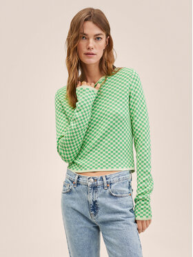 Mango Mango Sweater Cuadri 27067128 Zöld Regular Fit