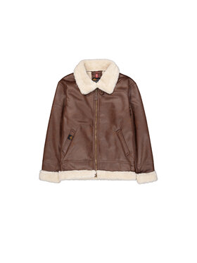 Alpha Industries Alpha Industries Kurtka skórzana B-3 Faux Leather Bomber Jacket Brązowy Regular Fit