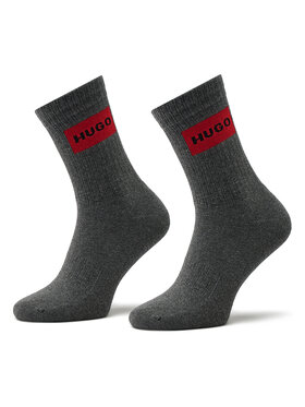 Hugo Hugo Комплект 2 чифта дълги чорапи мъжки 2P Qs Rib Lab Col Cc 50468435 Сив