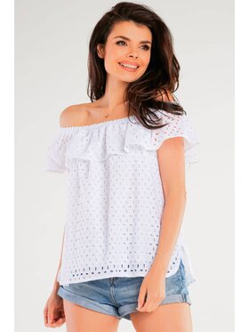 Awama Awama Bluzka A437 Biały Basic Fit