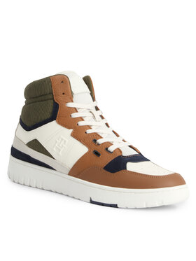 Tommy Hilfiger Tommy Hilfiger Сникърси Th Basket Better Midcut Lth Mix FM0FM04793 Кафяв