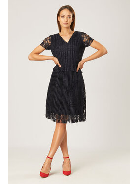 QUIOSQUE QUIOSQUE Sukienka codzienna PLEATED LACE DRESS Granatowy Regular Fit