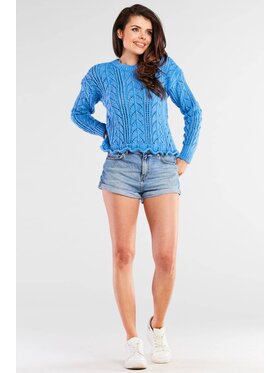 Awama Awama Sweter A446 Niebieski Basic Fit
