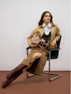 Oltre Oltre Spódnica midi 1160R001517N002 Brązowy Slim Fit