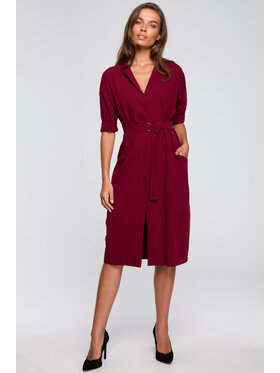 Stylove Stylove Sukienka codzienna S230 Bordowy Regular Fit