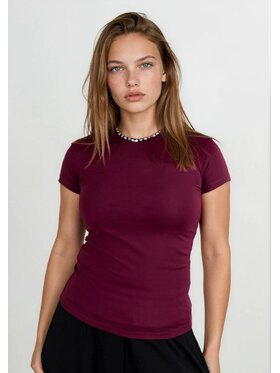 DKaren Sport DKaren Sport Bluzka DK31 Krótki Bordowy Classic Fit