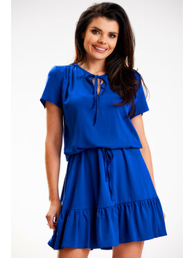 Awama Awama Sukienka letnia A575 Niebieski Basic Fit
