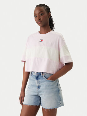 Tommy Jeans Tommy Jeans T-Shirt Badge Colour-Blocked DW0DW18706 Różowy Oversize
