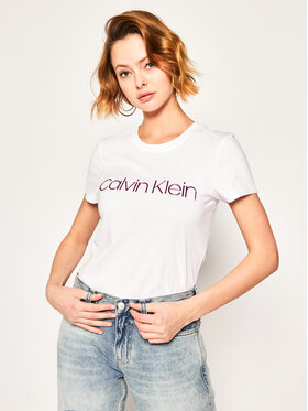Calvin Klein Calvin Klein T-Shirt Slim Fit Metallic Logo Tee K20K201852 Biały Slim Fit