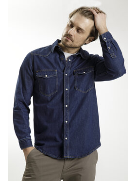 Cross Jeans Cross Jeans Koszula jeansowa A 222-006 Niebieski Regular Fit