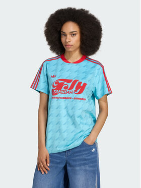 adidas adidas Koszulka techniczna Graphic Football Allover Print Jersey Błękitny Loose Fit