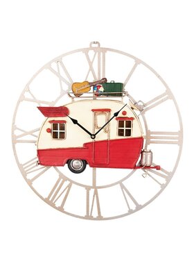 MIAhome MIAhome Zegar metalowy retro z przyczepą kempingową 48 cm Kolorowy