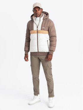 Ombre Ombre Kurtka przejściowa OM-JALP-0175 Beżowy Regular Fit