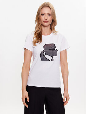 KARL LAGERFELD KARL LAGERFELD T-shirt Karl Kameo Check 230W1711 Bianco Regular Fit
