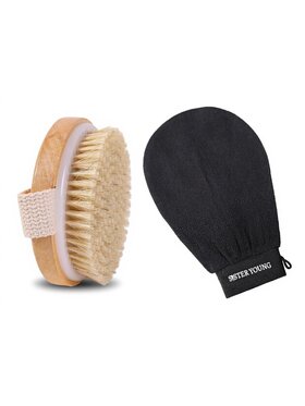 Sister Young Sister Young Szczotka do masażu ciała LUNA oraz rękawica złuszczająca NOVA Zestaw do pielęgnacji skóry